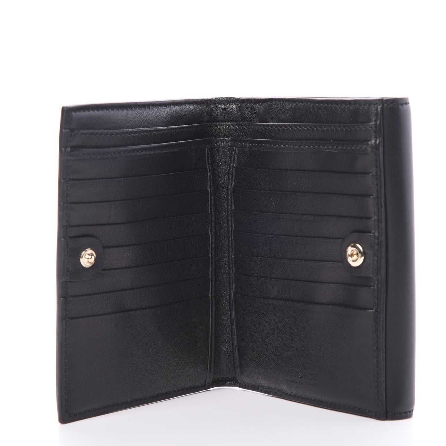 Calfskin Medusa Compact Wallet Black