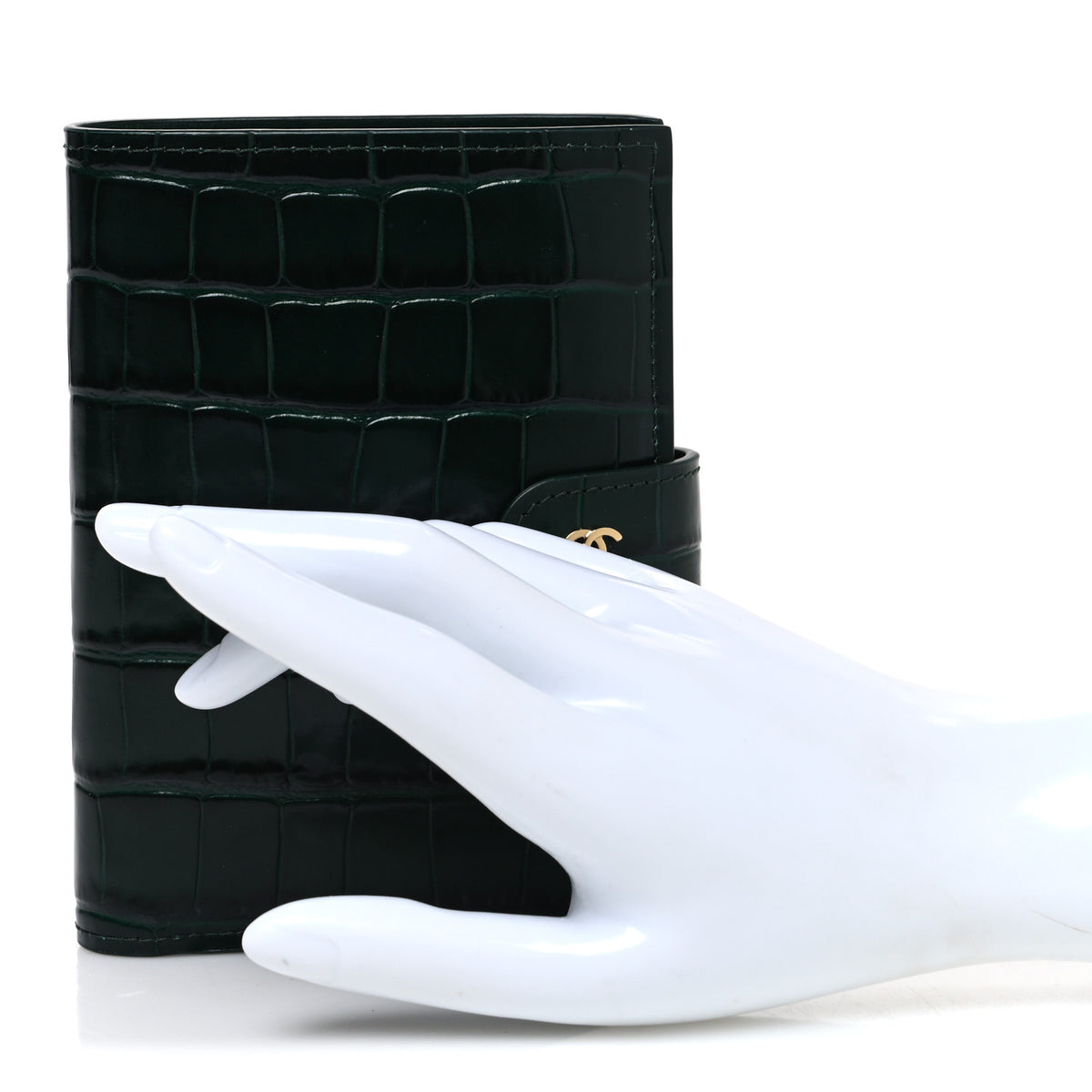 Calfskin Crocodile Embossed Crococo Passport Holder Emerald