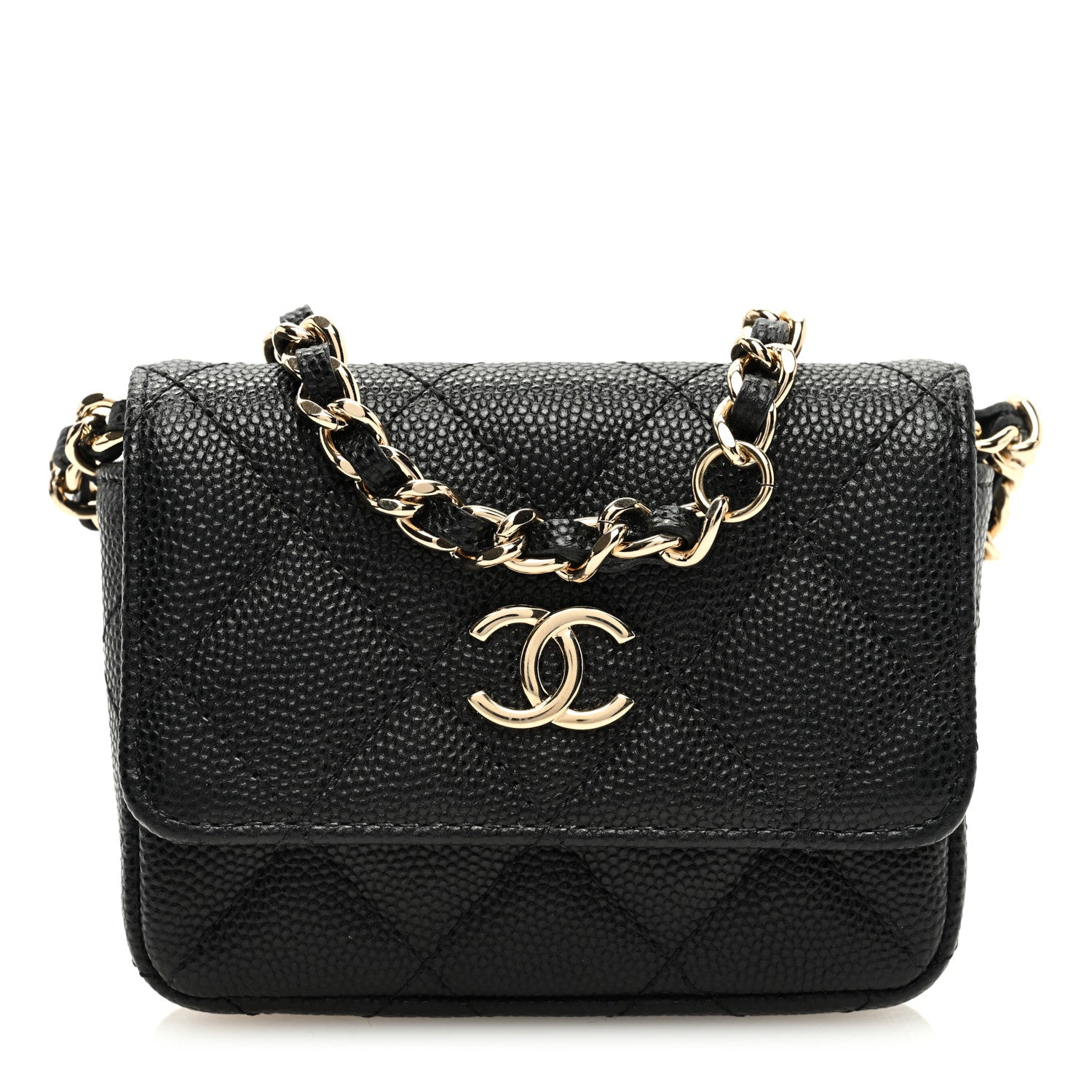 Chanel Caviar Quilted Belt Bag With Charms On Chain Black 1 of 11