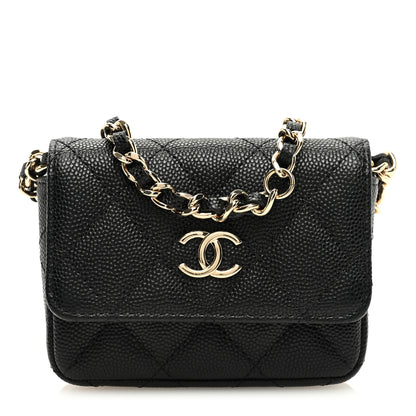 Chanel Caviar Quilted Belt Bag With Charms On Chain Black 1 of 11