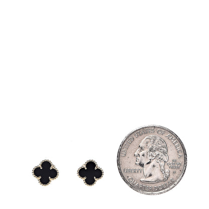 Van Cleef & Arpels 18K Yellow Gold Black Onyx Sweet Alhambra Earrings 2 of 5