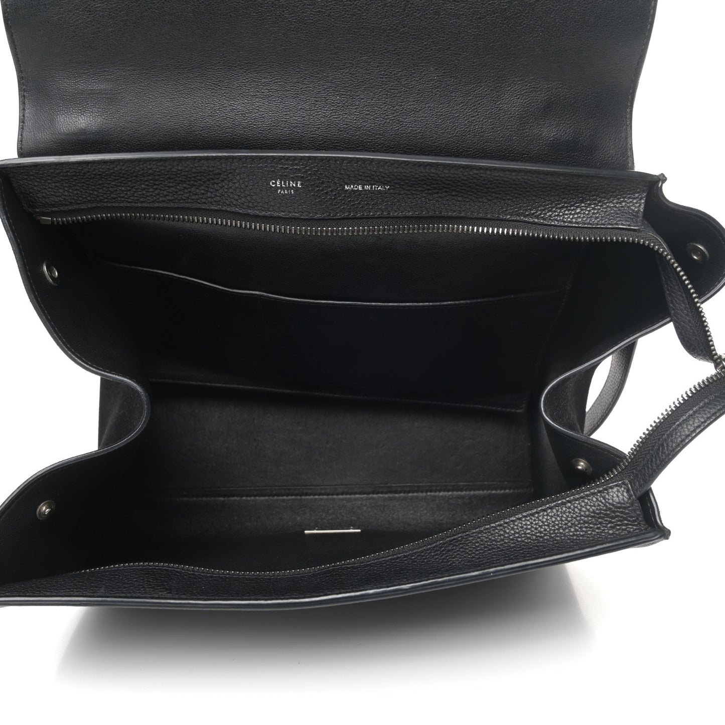 Drummed Calfskin Suede Small Trapeze Black