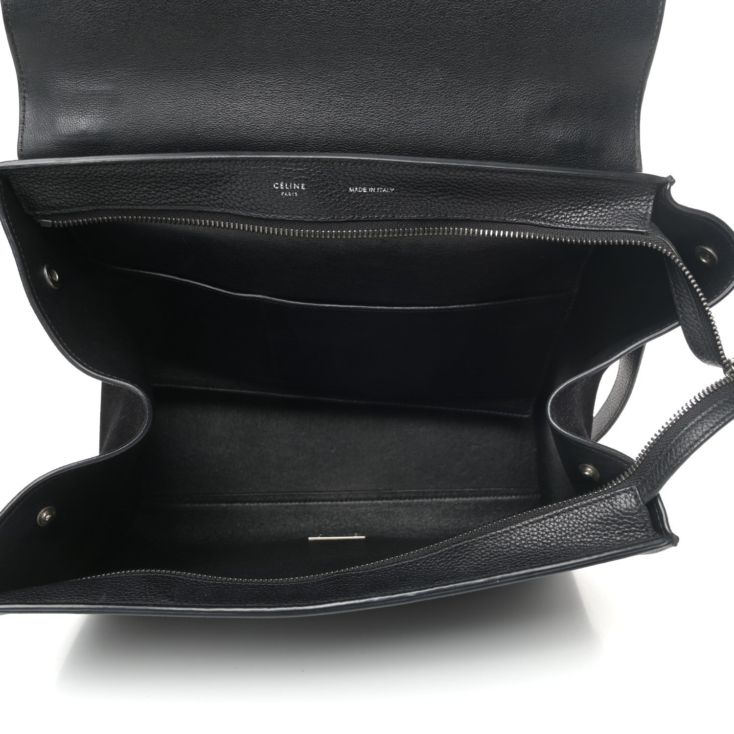 Celine Drummed Calfskin Suede Small Trapeze Black 5 of 11