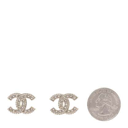 Chanel Crystal Timeless CC Earrings Light Gold 2 of 5