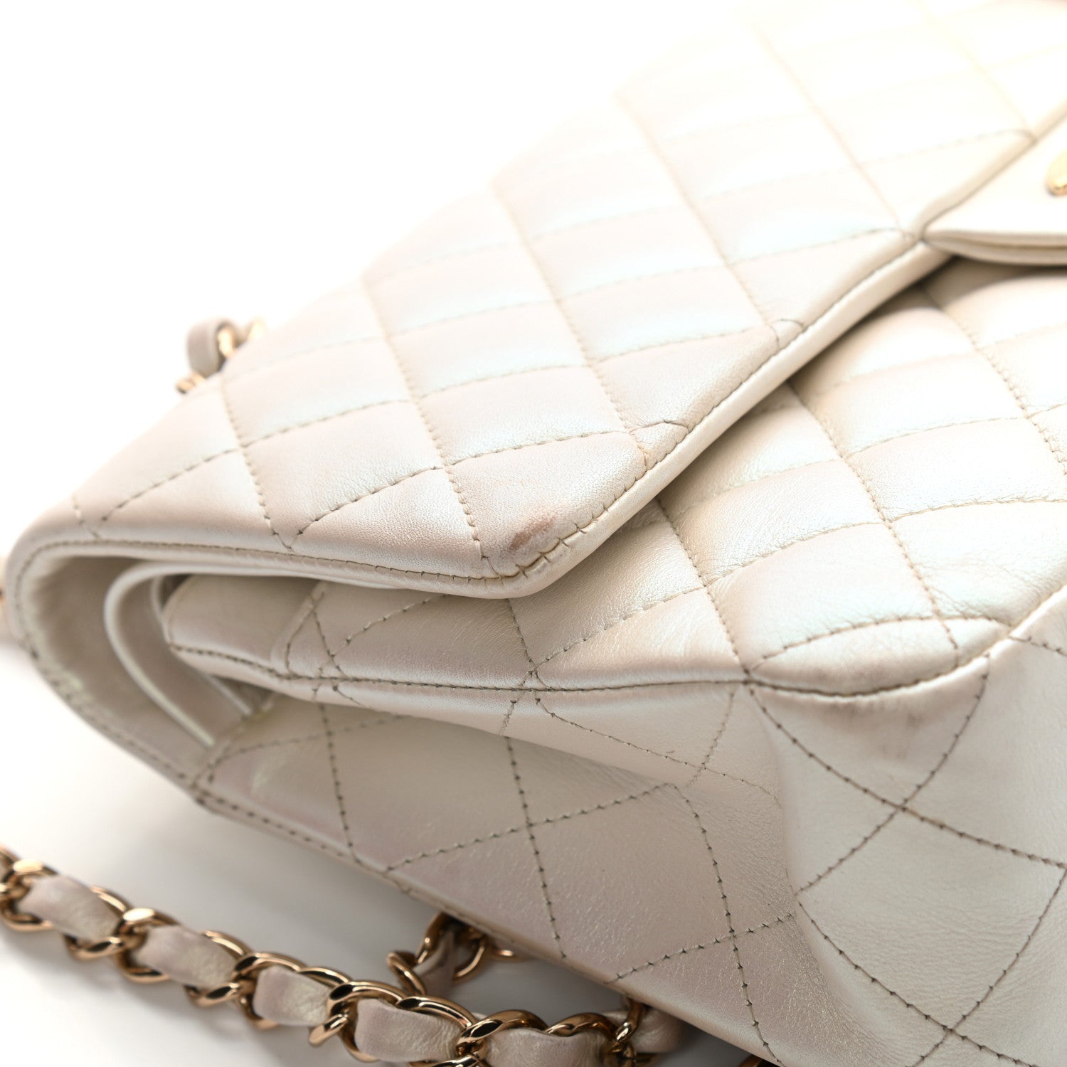Chanel Iridescent Calfskin Quilted Medium Double Flap White 18 of 22