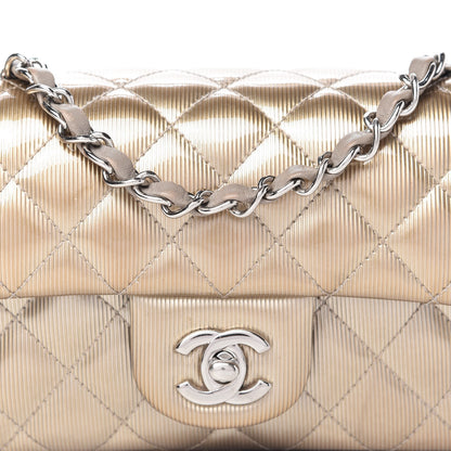 Chanel Striated Patent Quilted Mini Rectangular Flap Beige 10 of 10