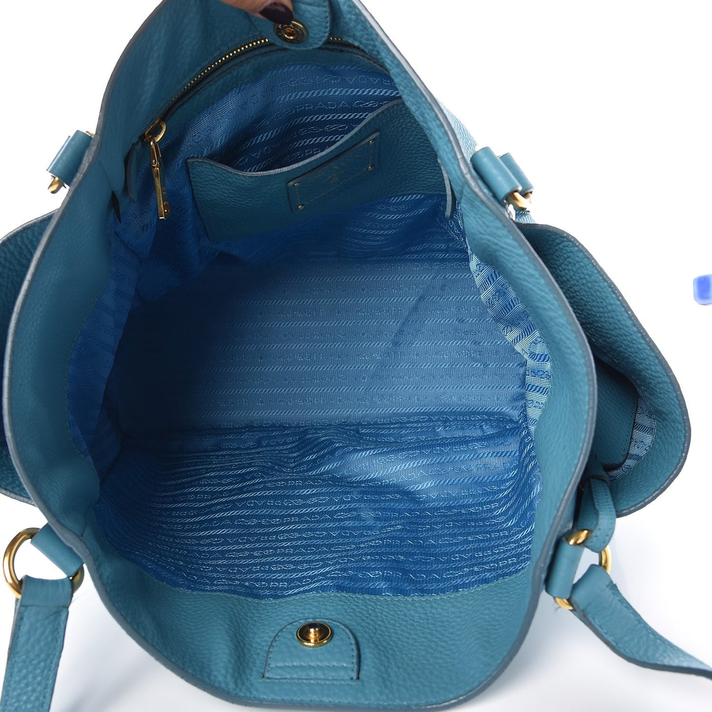 Vitello Daino Side Pocket Shoulder Bag Marine
