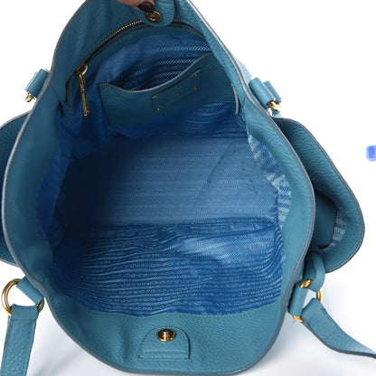 Prada Vitello Daino Side Pocket Shoulder Bag Marine 5 of 19