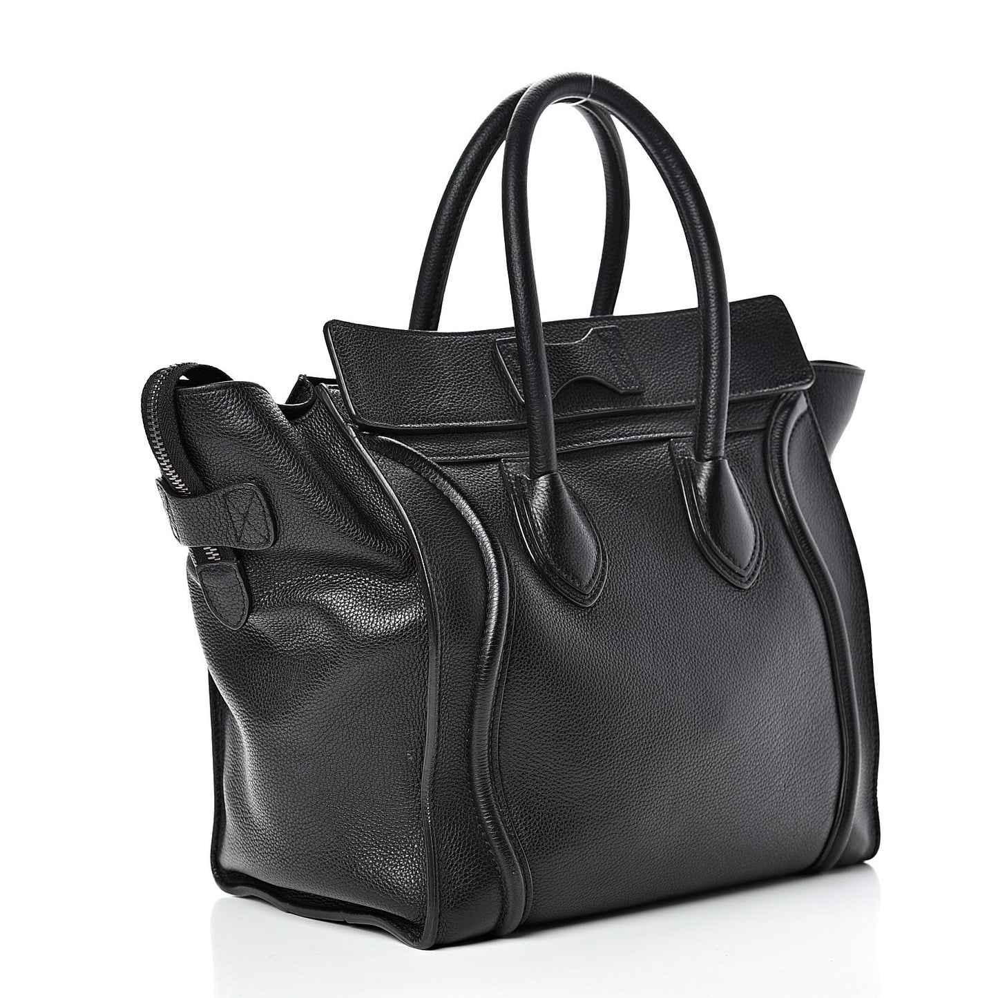 Drummed Calfskin Mini Luggage Black