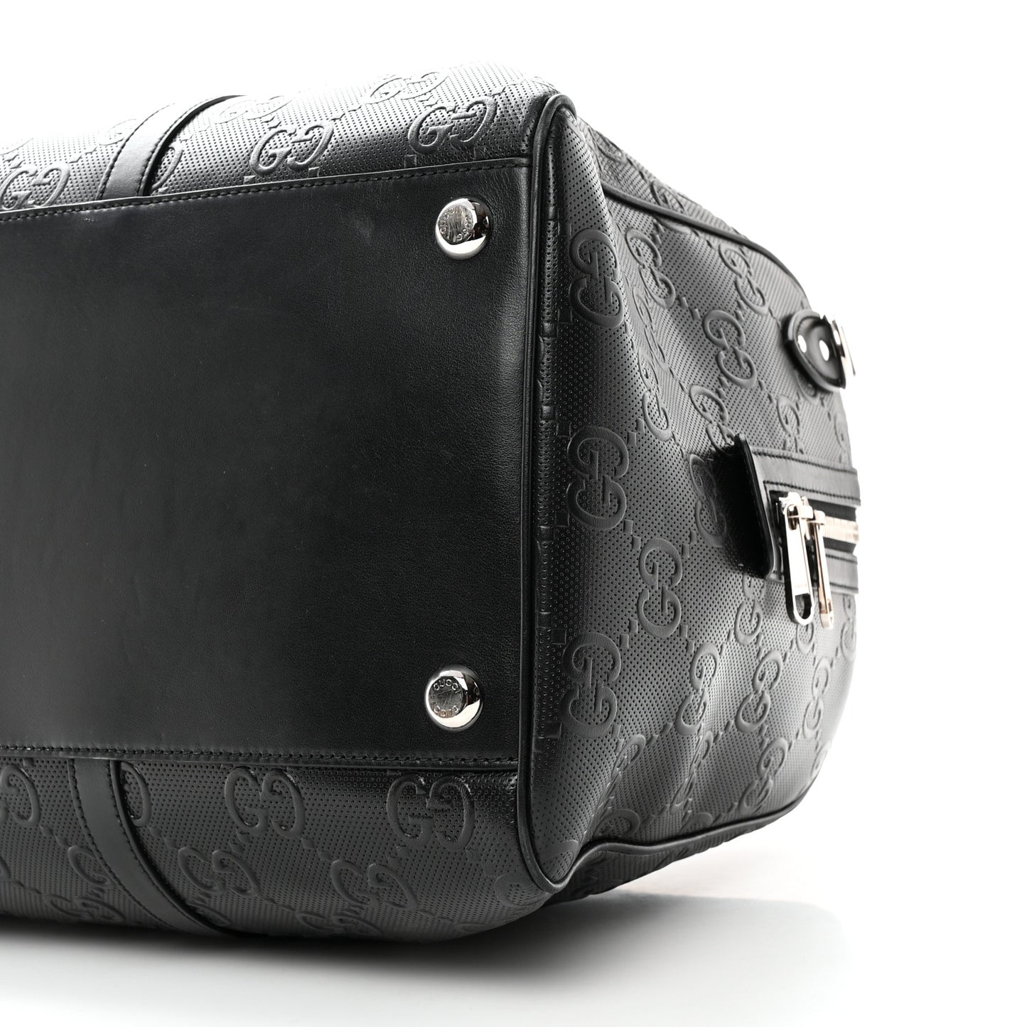 Calfskin GG Tennis Embossed Duffle Bag Black