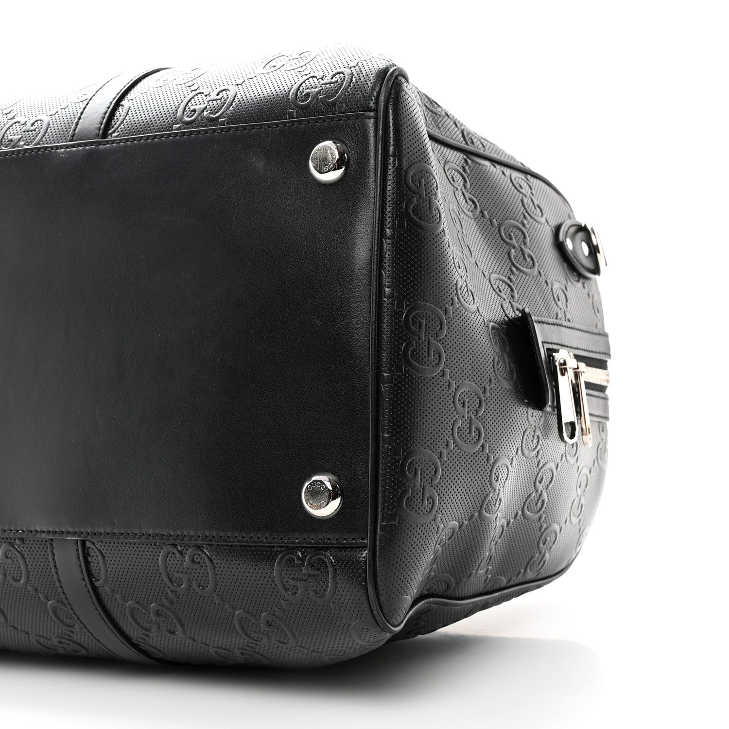 Gucci Calfskin GG Tennis Embossed Duffle Bag Black 9 of 12