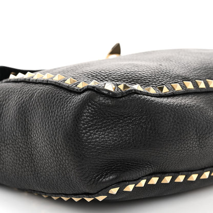 Valentino Garavani Pebbled Calfskin Rockstud Flip-Lock Messenger Bag Black 8 of 11