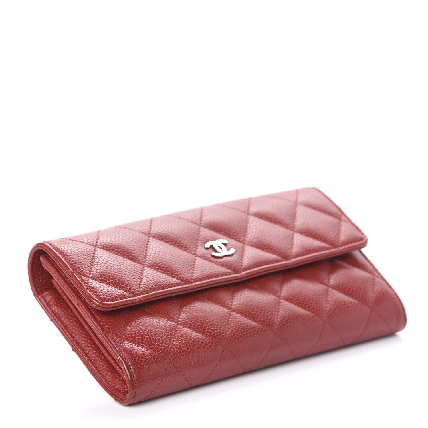 Chanel Caviar Quilted Large Gusset Flap Wallet Red 4 of 7
