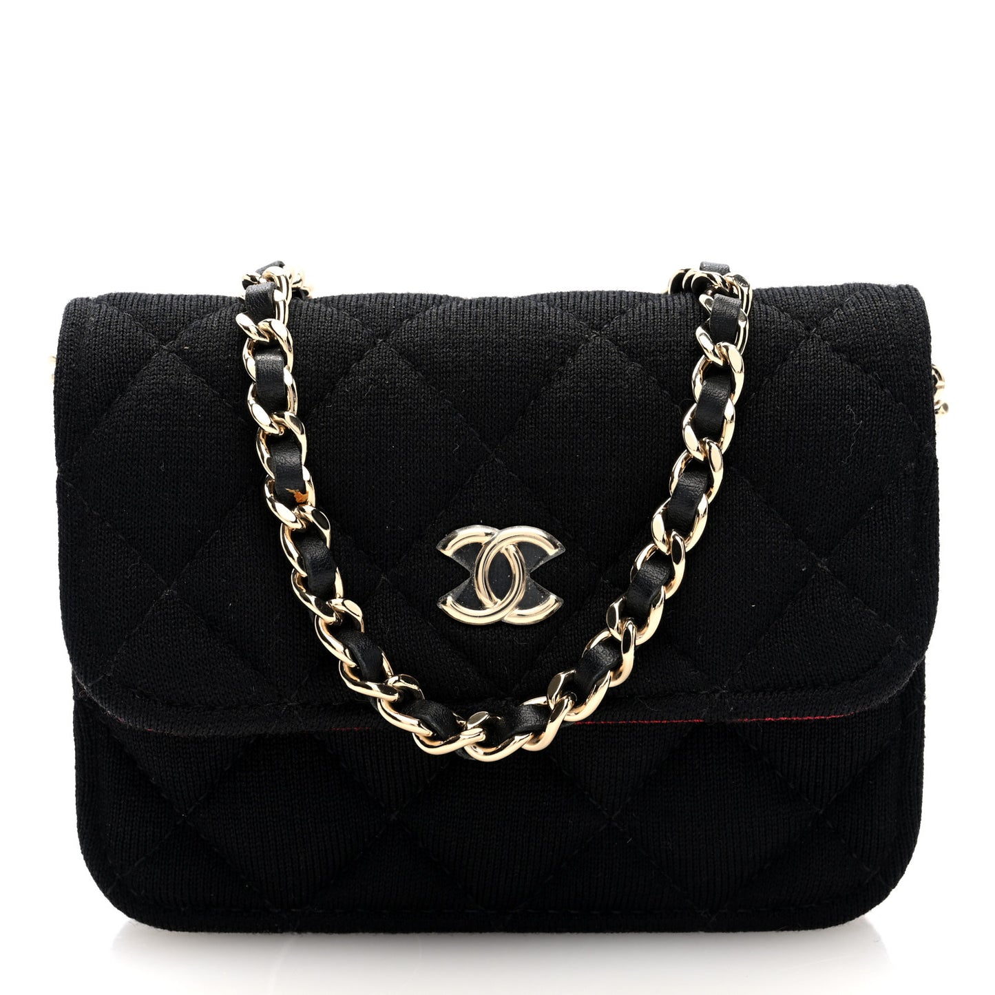 Jersey Quilted Micro Mini Flap Black