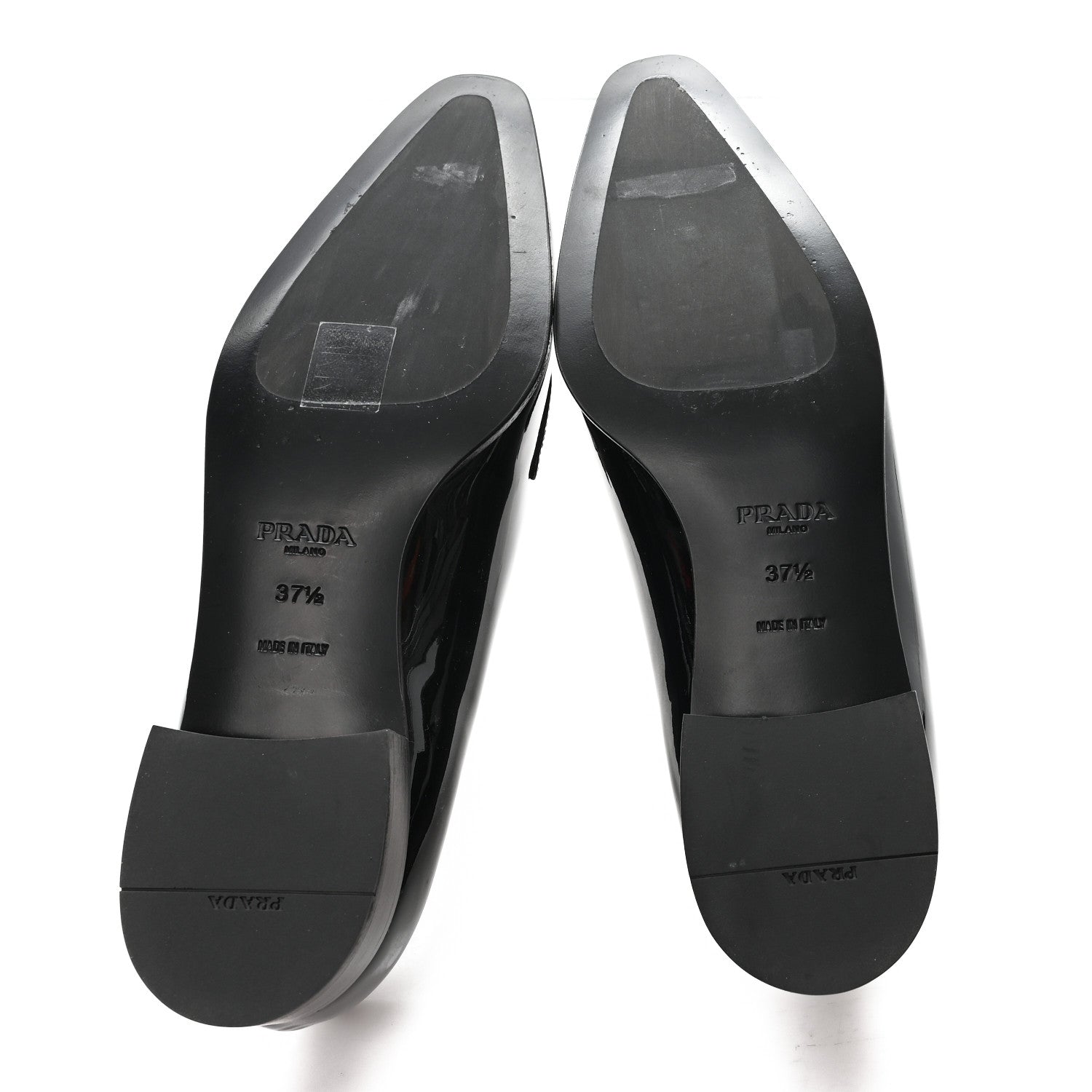 Prada Vernice Triangle Pointed Toe 25mm Loafers 37.5 Black 6 of 9