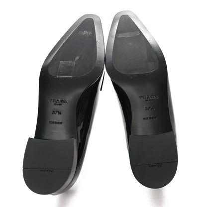 Prada Vernice Triangle Pointed Toe 25mm Loafers 37.5 Black 6 of 9