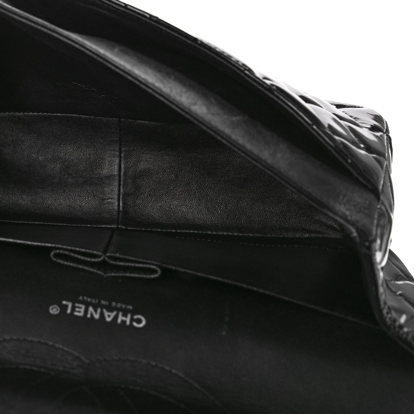 Patent Quilted Jumbo Double Flap Black