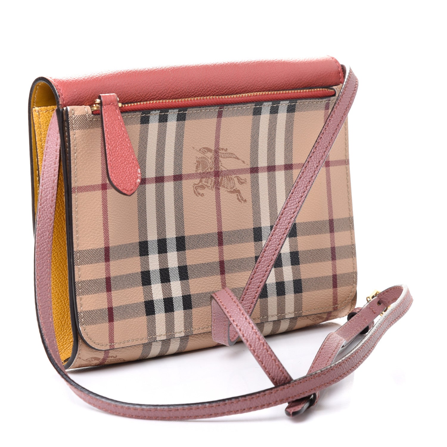 Burberry Derby Calfskin Haymarket Check Small Loxley Crossbody Cinnamon Red Multicolor 2 of 4