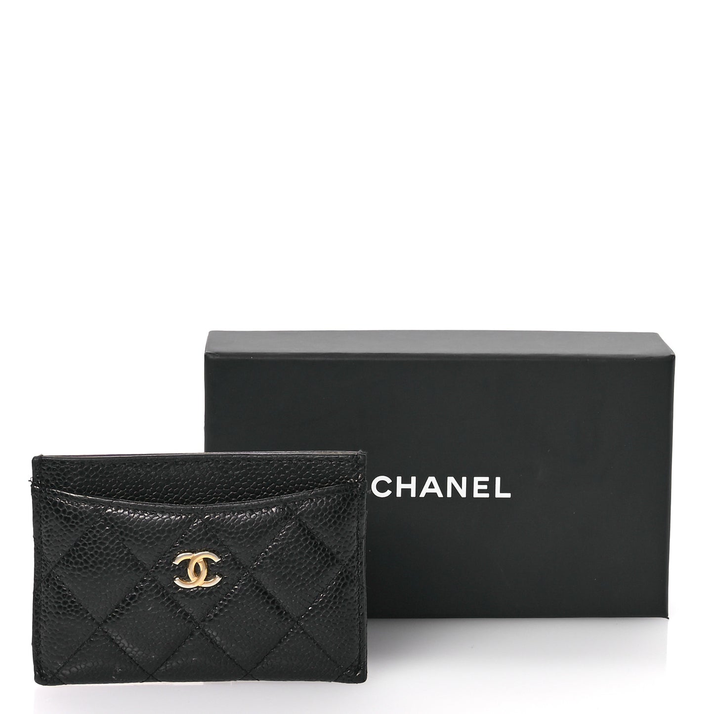 Caviar Quilted Card Holder Black