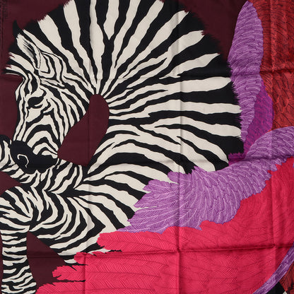 Hermes Silk Zebra Pegasus Scarf 90 Prune Rouge Violet 1 of 7