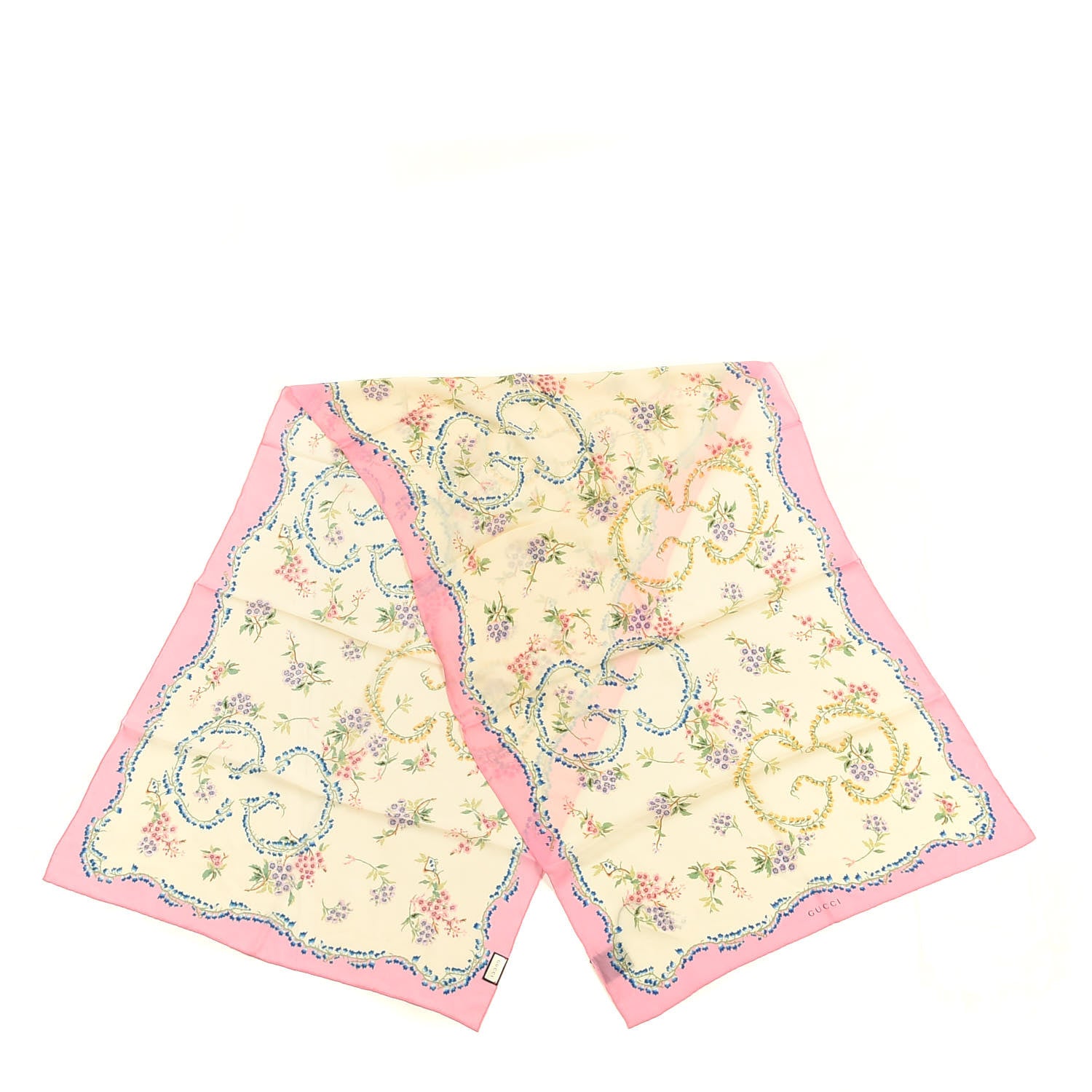 Gucci Silk Provence Scarf Ivory Pink 2 of 3