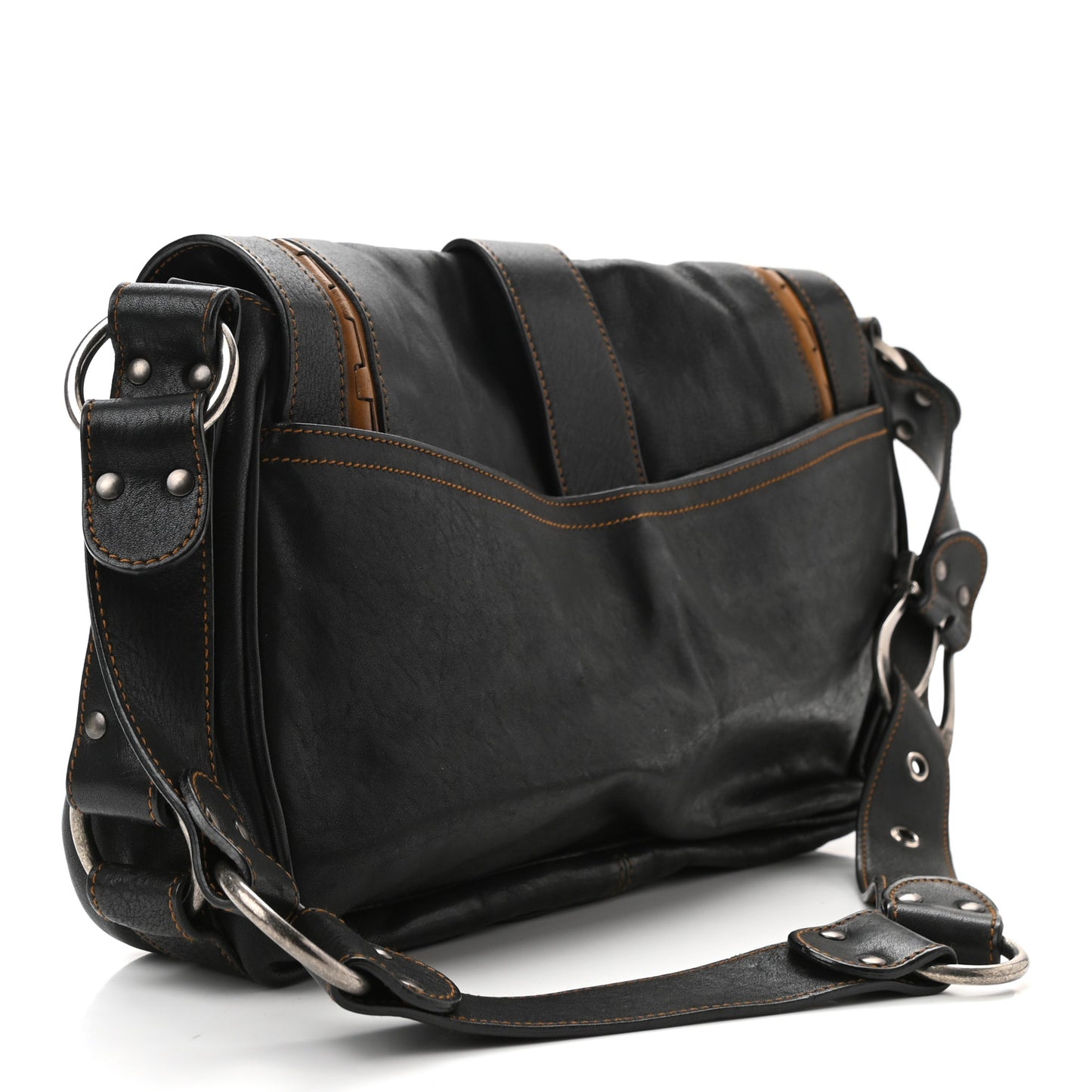 Calfskin Medium Gaucho Double Saddle Bag Black