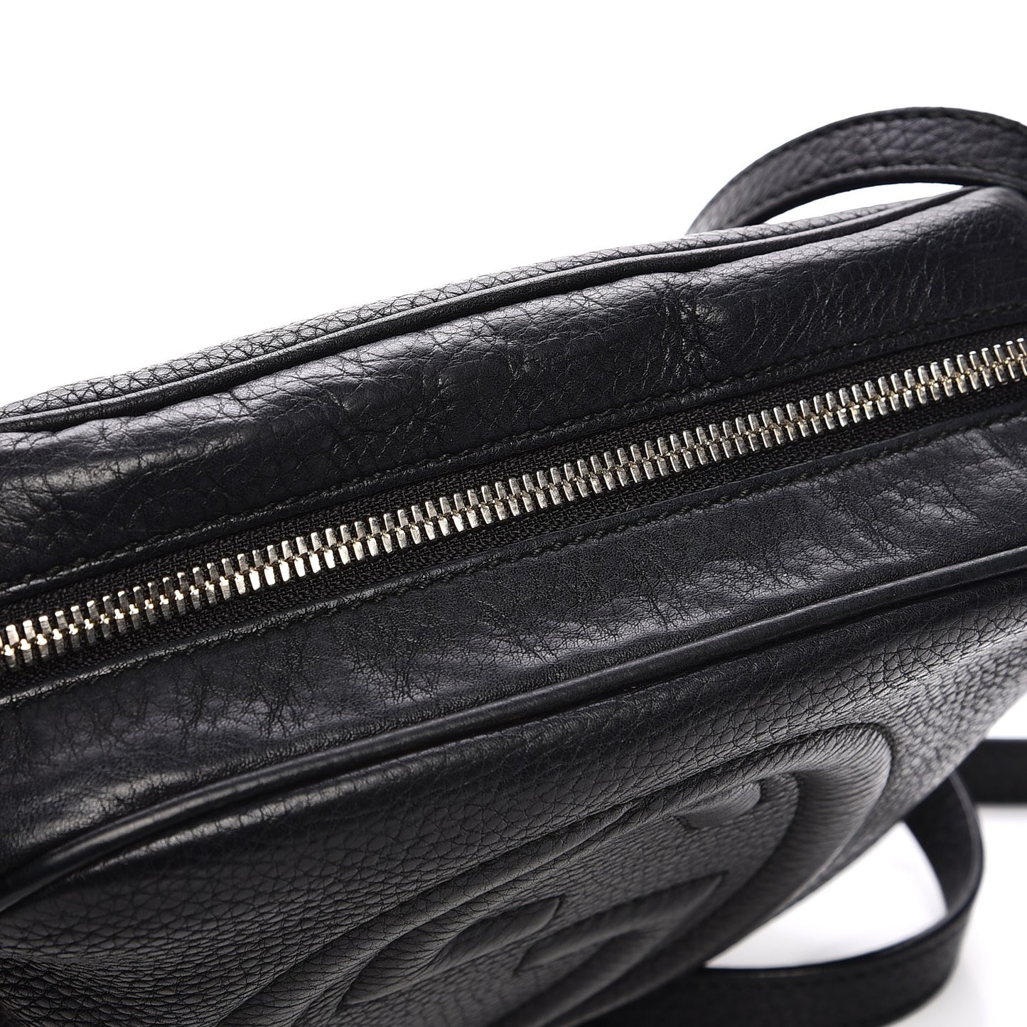 Pebbled Calfskin Small Soho Disco Bag Black
