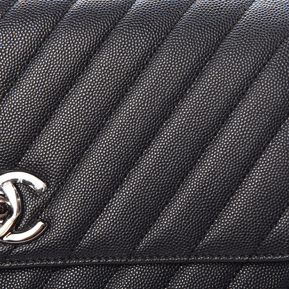 Chanel Caviar Chevron Quilted Small Coco Handle Flap Dark Grey 10 of 11
