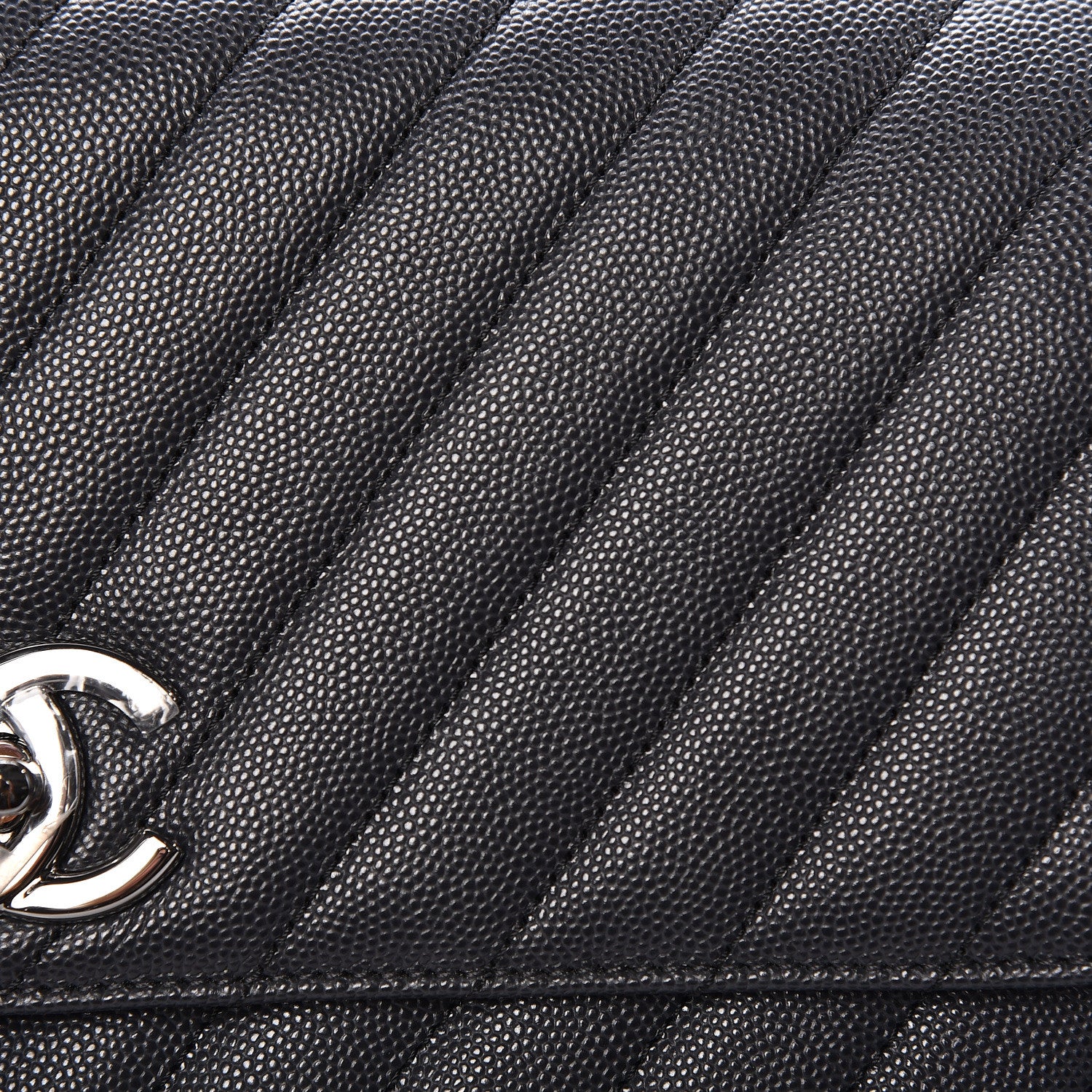 Chanel Caviar Chevron Quilted Small Coco Handle Flap Dark Grey 10 of 11