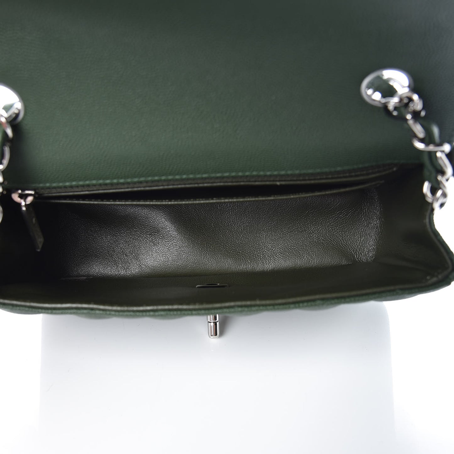 Caviar Quilted Mini Rectangular Flap Dark Green