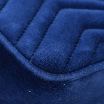 Gucci Velvet Matelasse Mini GG Marmont Shoulder Bag Cobalt Blue 11 of 20
