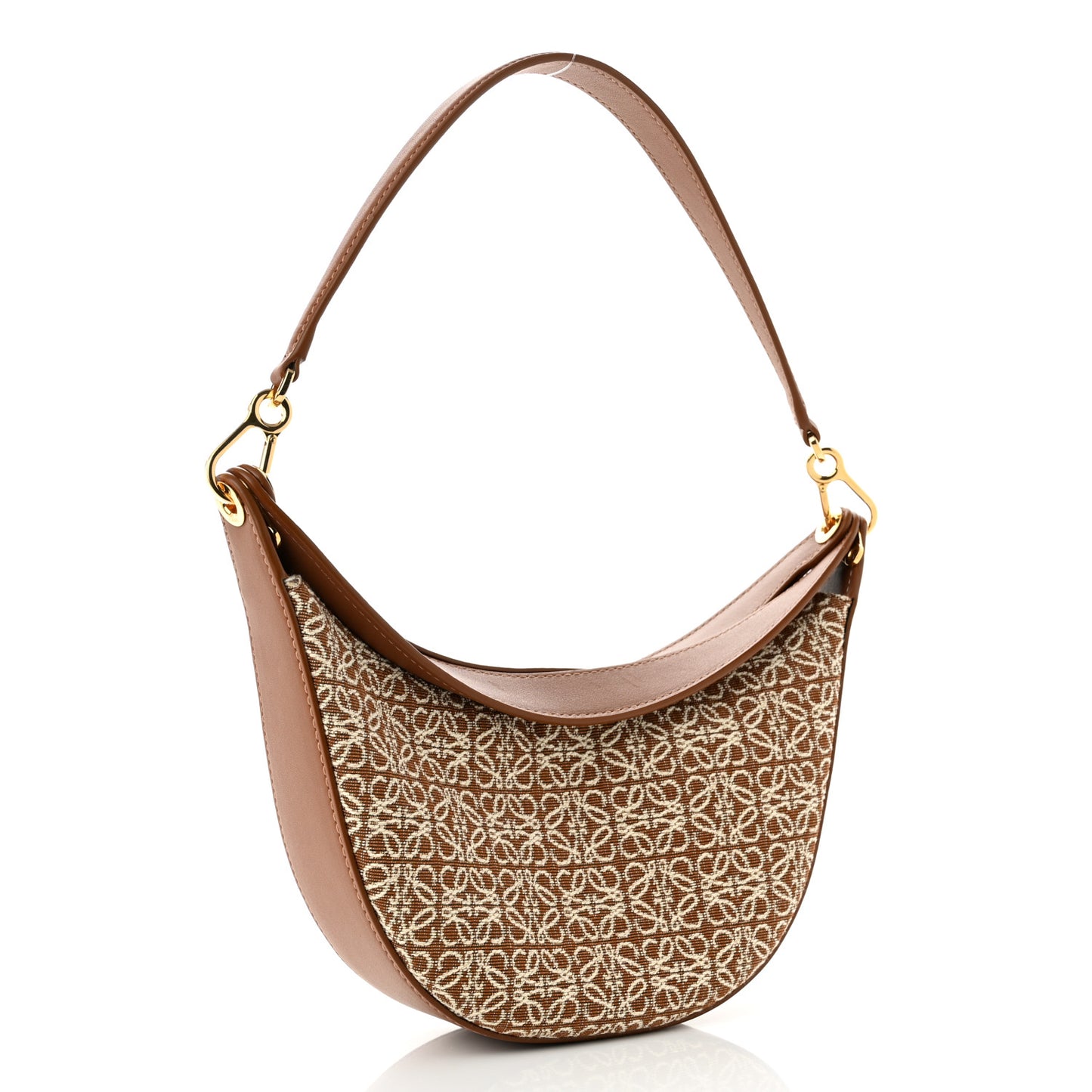 Jacquard Anagram Calfskin Small Luna Bag Tan Pecan