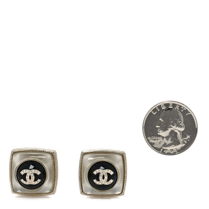 Chanel Metal Glass Pearl Strass CC Earrings Black Gold 2 of 4
