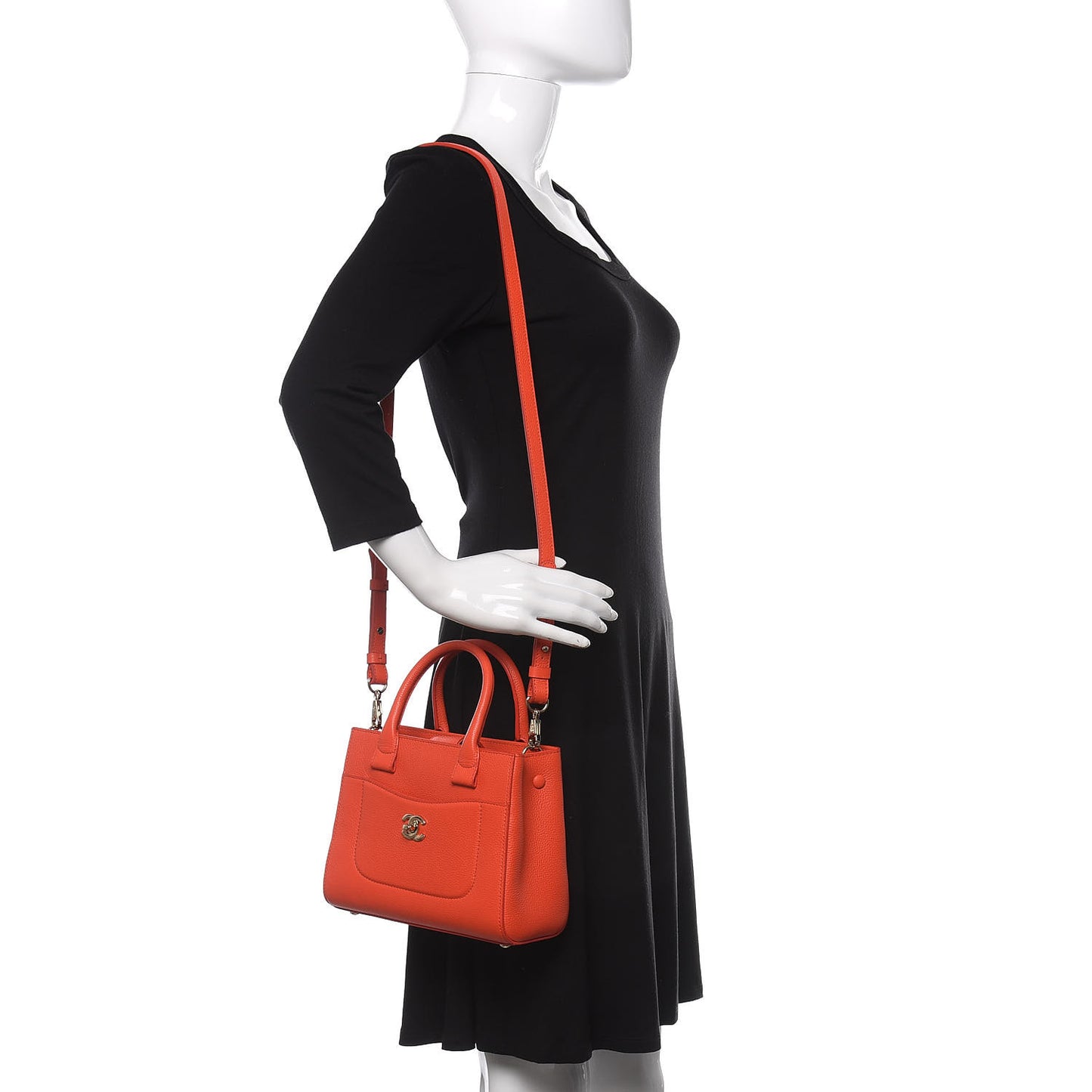 Grained Calfskin Mini Neo Executive Shopper Tote Red