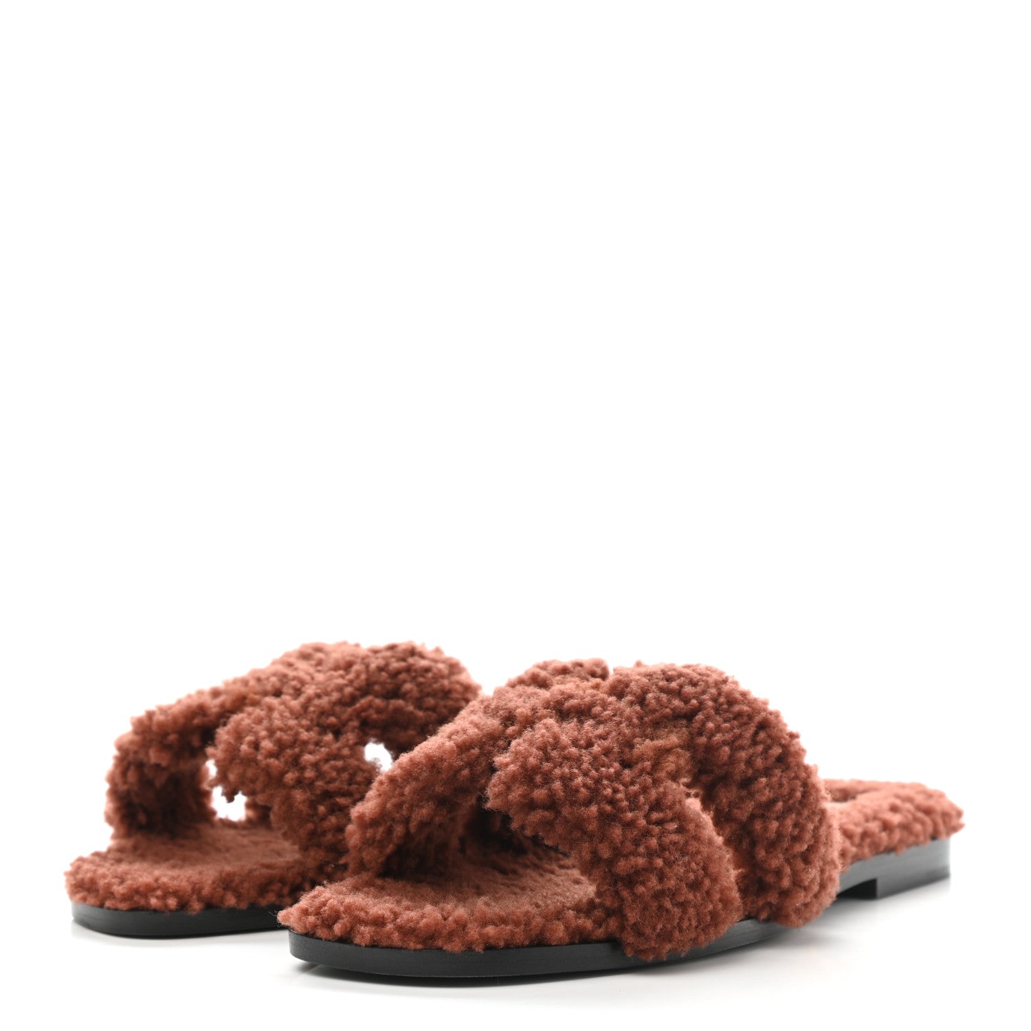 Hermes Woolskin Oran Sandals 36 Cognac 3 of 10