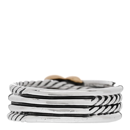 David Yurman Sterling Silver 18K Yellow Gold 6mm X Crossover Ring 55 7.25 3 of 6