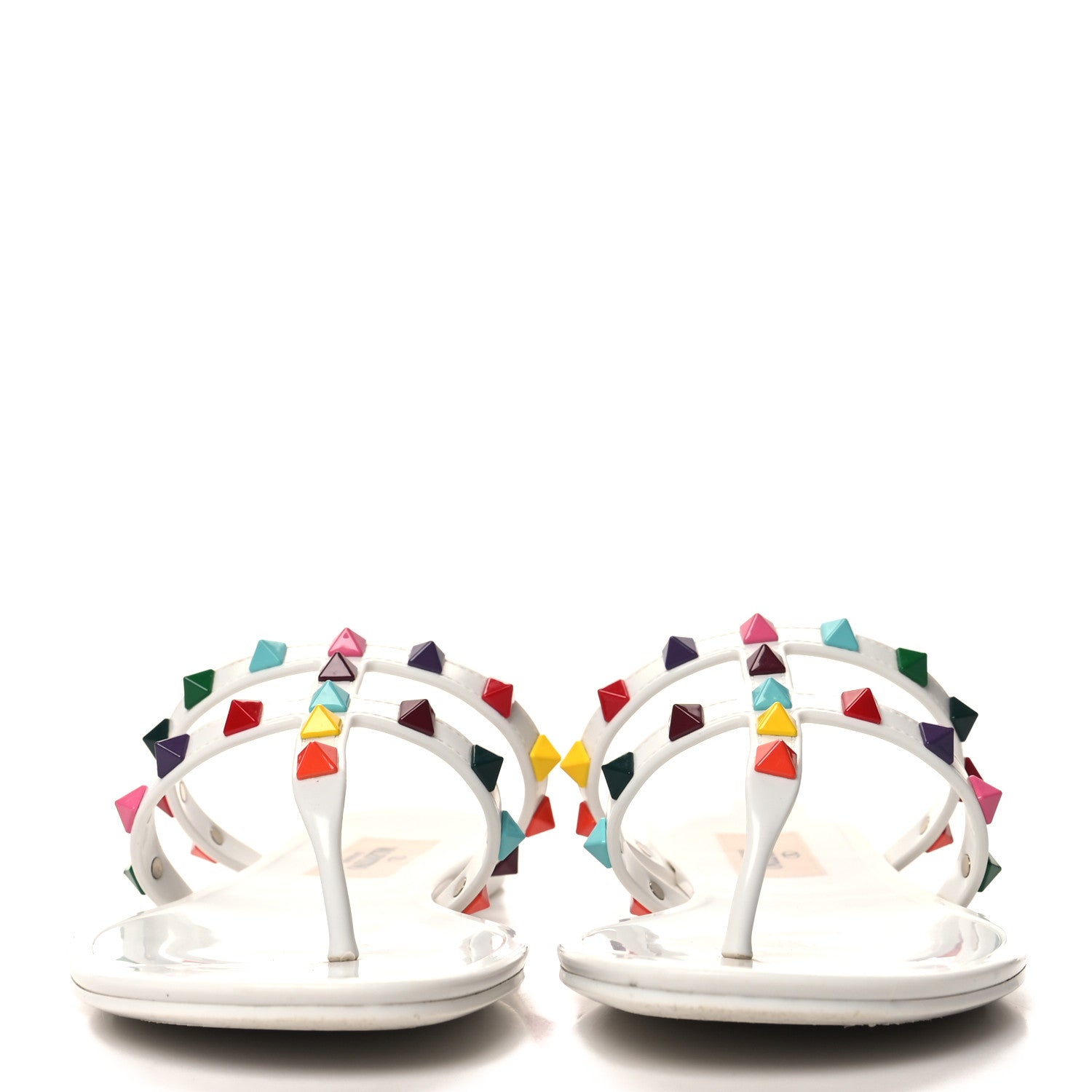 Valentino Garavani VALENTINO GARAVANI PVC Jelly Rockstud Caged Flat Thong Sandals 35 White Multicolor 2 of 8