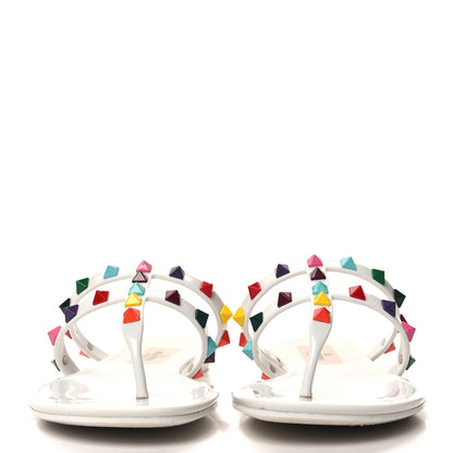 Valentino Garavani VALENTINO GARAVANI PVC Jelly Rockstud Caged Flat Thong Sandals 35 White Multicolor 2 of 8