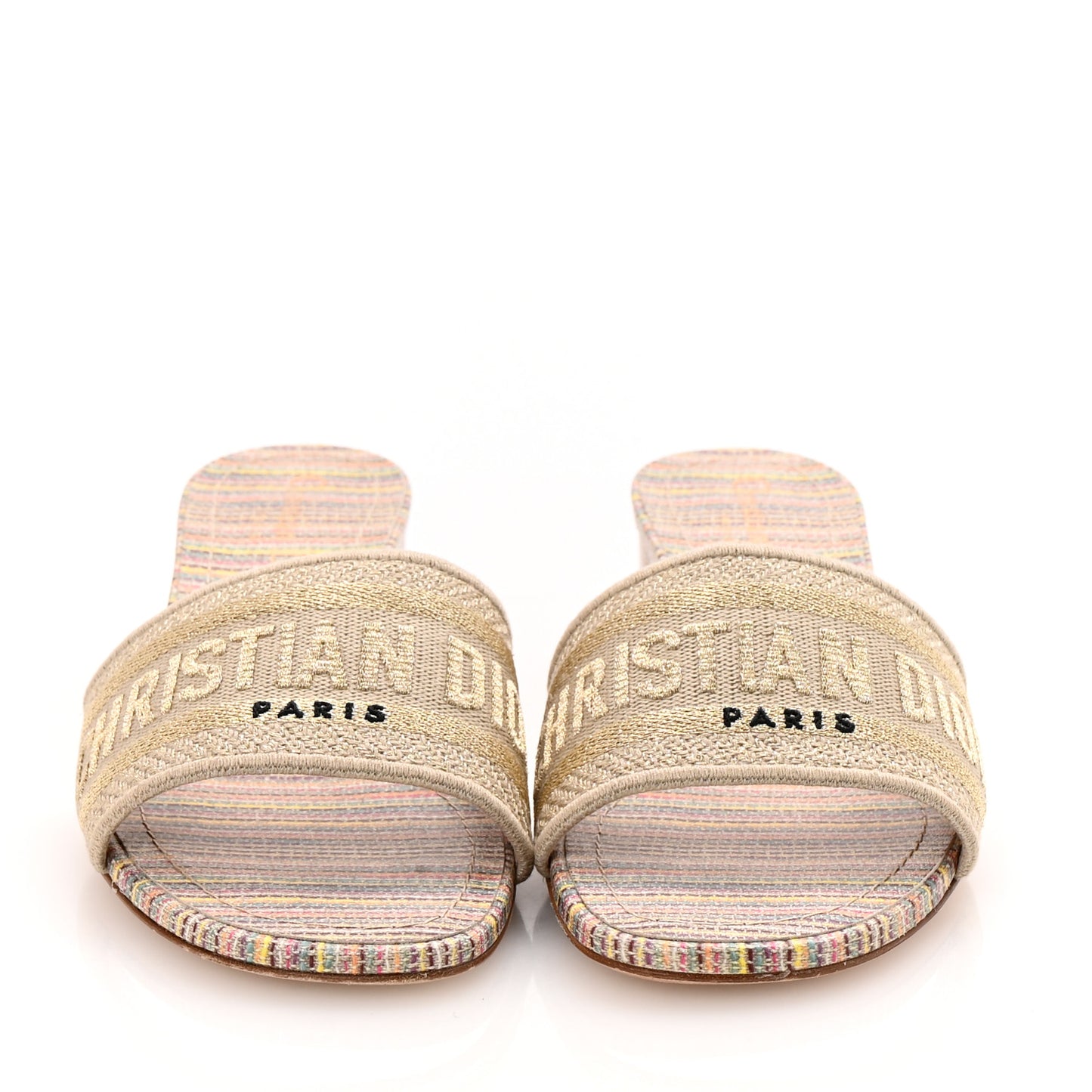 Lurex Romance Embroidered Dway 40mm Slide Sandals 36.5 Metal Multicolor