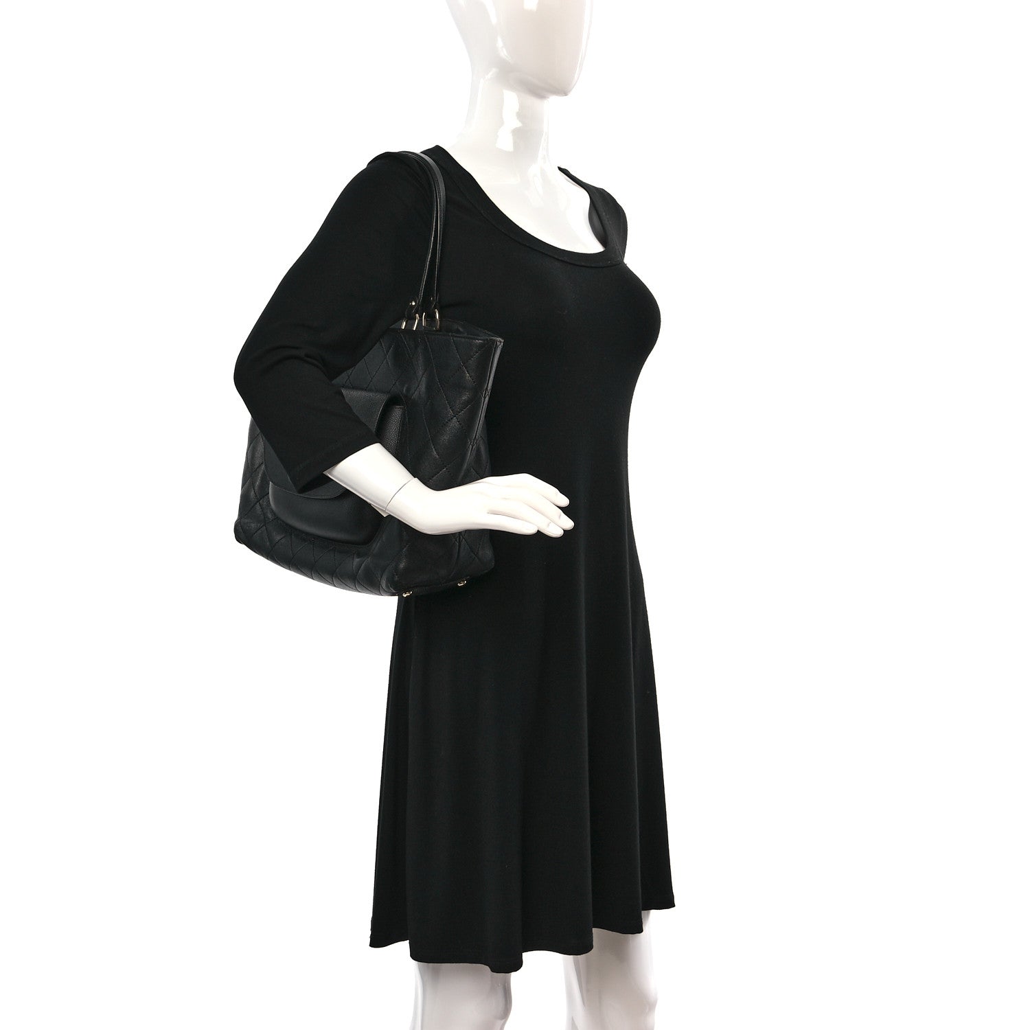 Chanel Sheepskin Caviar Quilted Large Shopping Tote Black 2 of 9