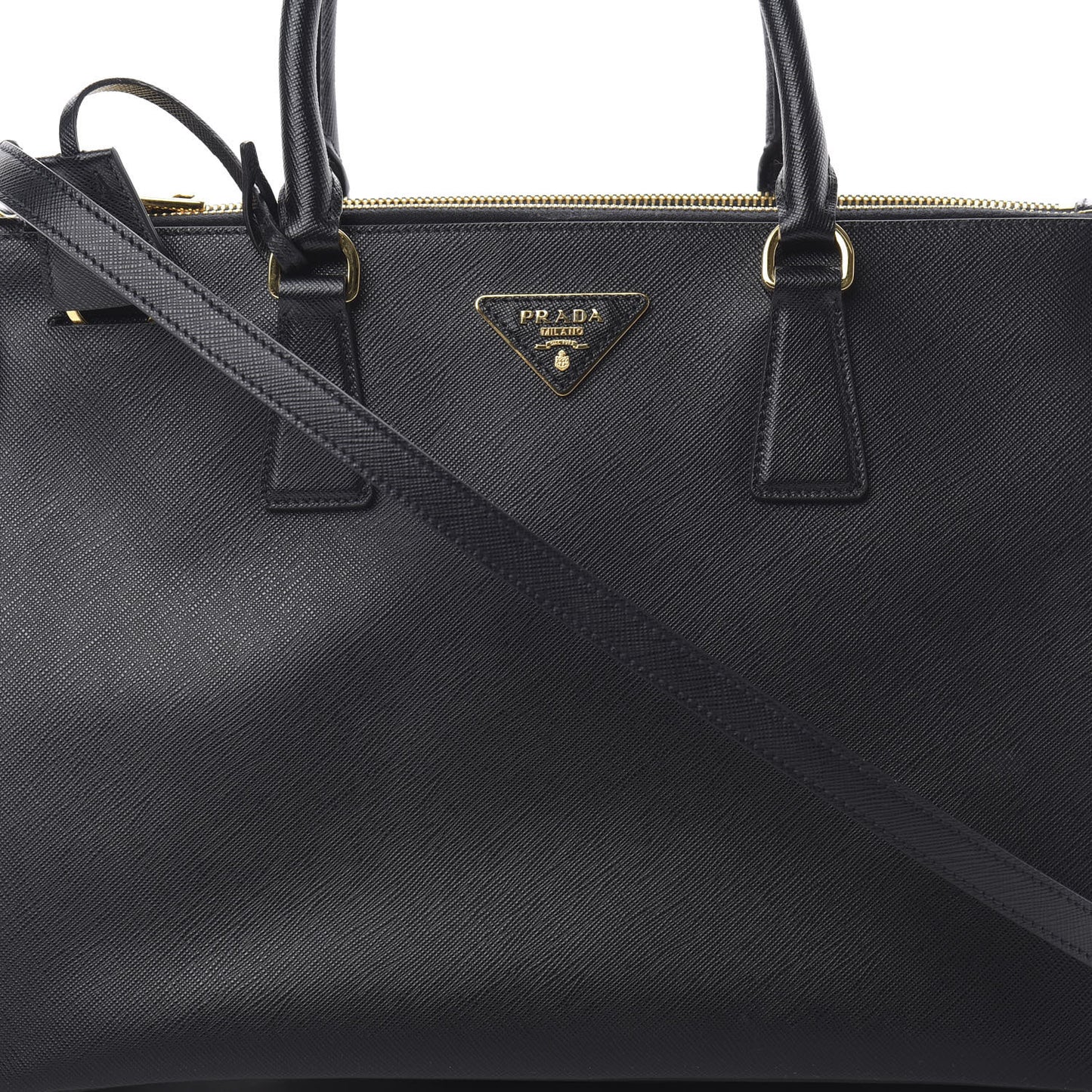 Saffiano Medium Galleria Double Zip Tote Black