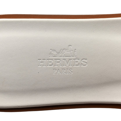 Hermes Box Calfskin Oran Sandals 37.5 White 7 of 9