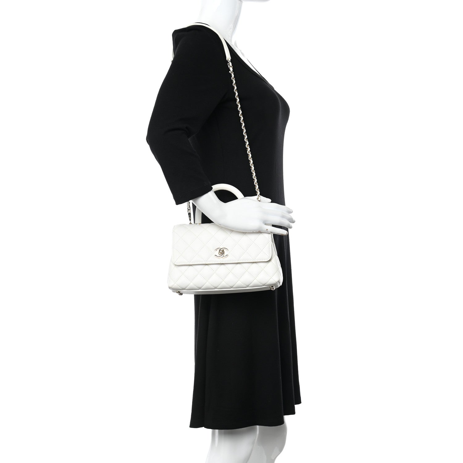 Chanel Caviar Quilted Mini Coco Handle Flap White 2 of 11
