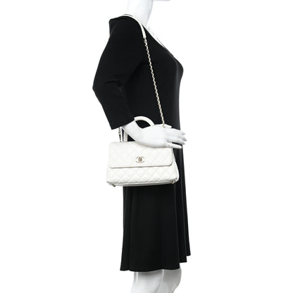 Chanel Caviar Quilted Mini Coco Handle Flap White 2 of 11
