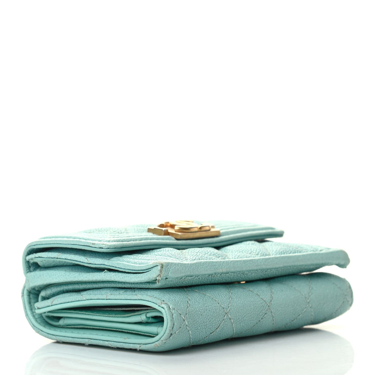 Caviar Quilted Small Boy Flap Wallet Light Blue