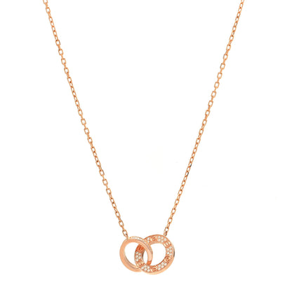 Cartier 18K Pink Gold Diamond Interlocking LOVE Paved Necklace 1 of 5