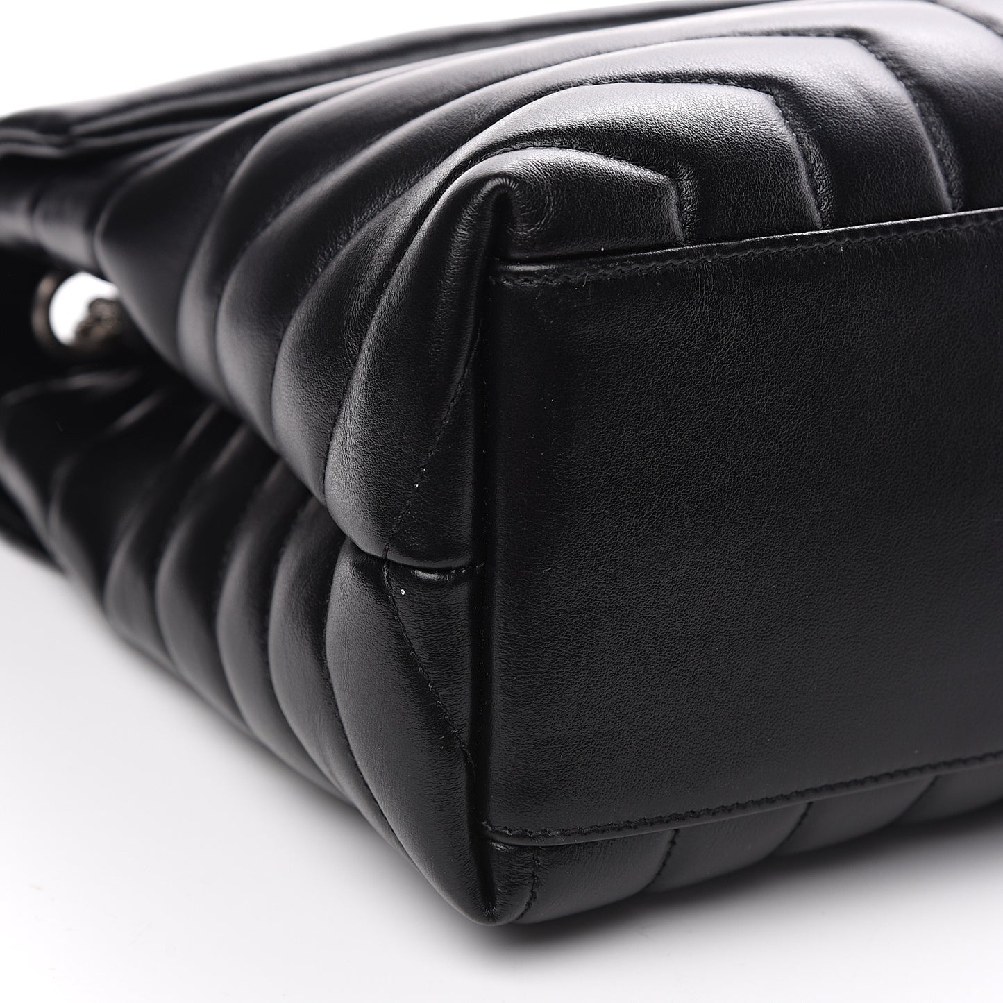Calfskin Y Quilted Monogram Medium Loulou Chain Satchel Black