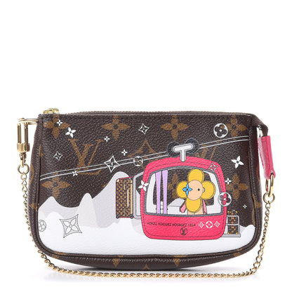 Louis Vuitton Monogram 2019 Christmas Animation Mini Courchevel Pochette Accessories Fuchsia 1 of 8