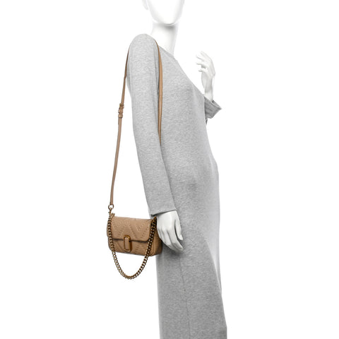 Lambskin Quilted J Marc Mini Shoulder Bag Camel