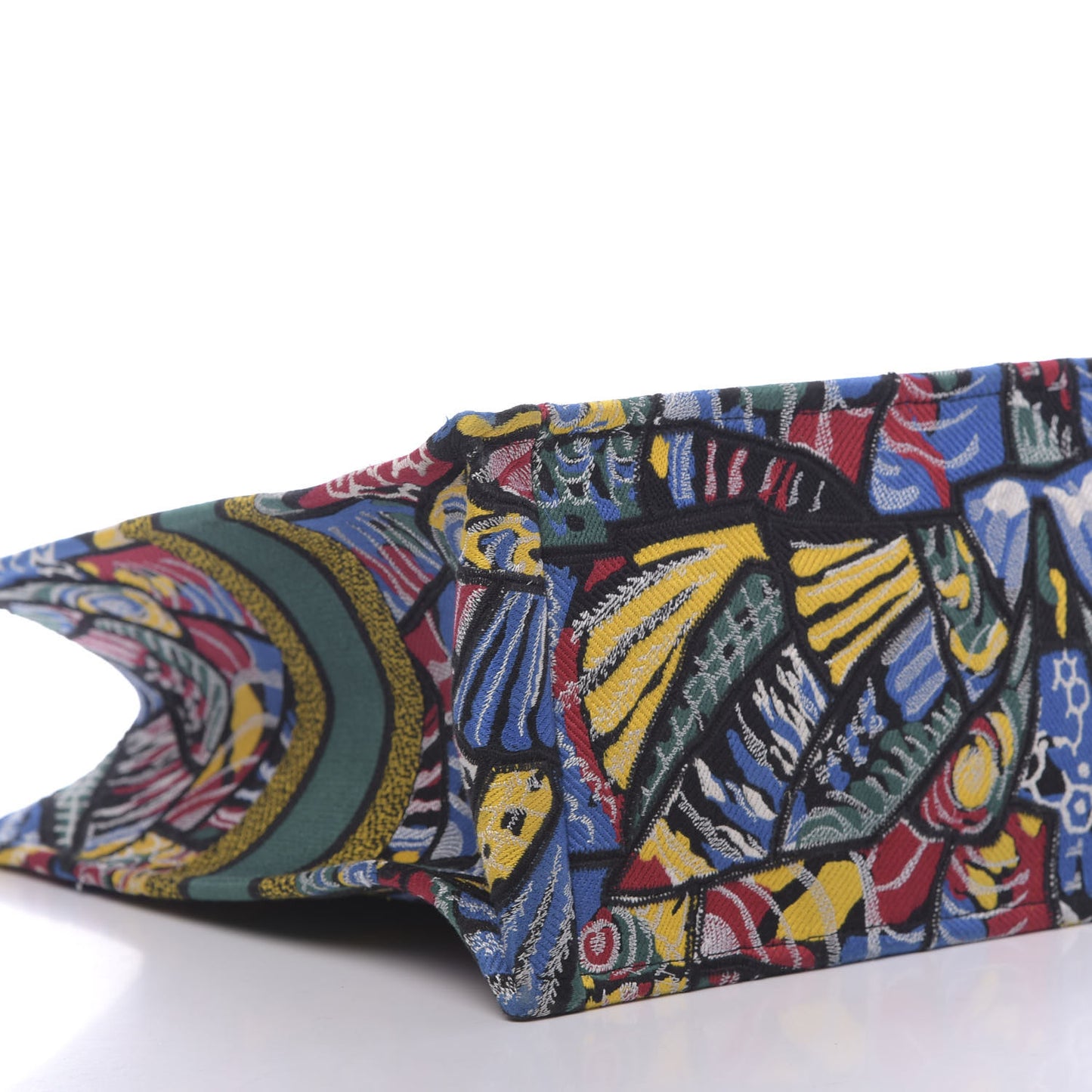 Canvas Embroidered Butterfly Book Tote Black Multicolor